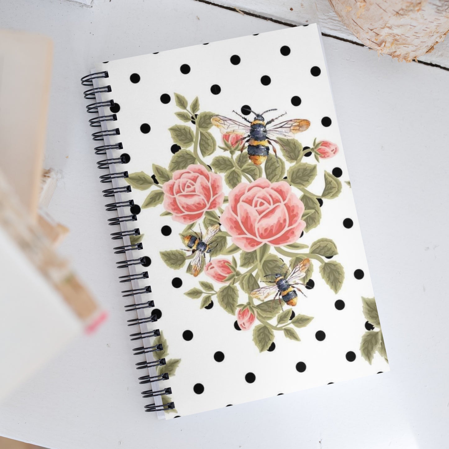 Polka Dot Bee Spiral Notebook