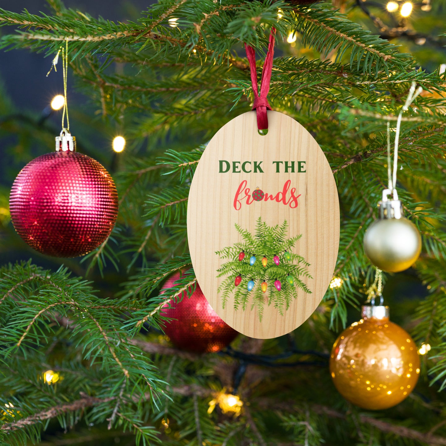 Deck The Fronds Wooden Ornament