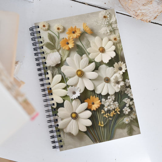 3D Flowers Spiral notebook