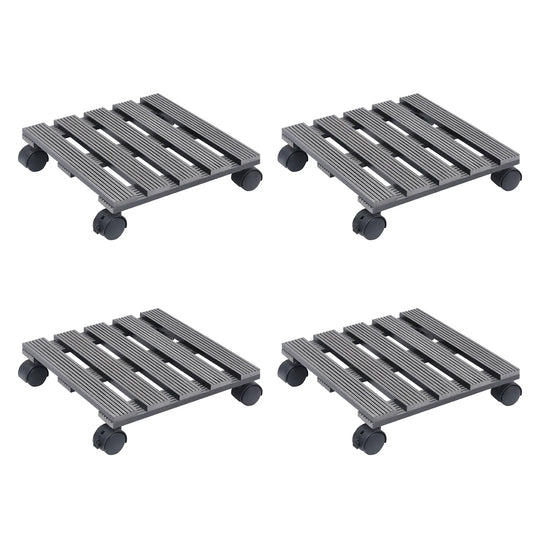 vidaXL Plant Trolleys 4 pcs Gray 11.8"x11.8"x3" WPC-0