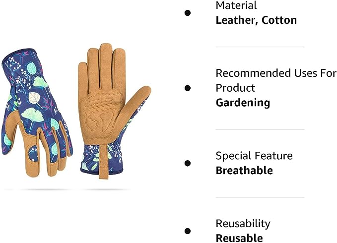 Womens Gardening Weeding Working Gloves, Leather Garden Glove for Women Thorn Proof No Stab for Digging, Planting,Pruning