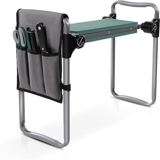 Endynino Garden Kneeler and Seat with Soft EVA Pad Button-Press Design, Foldable and Lightweight, Garden Stool with Tool Bag