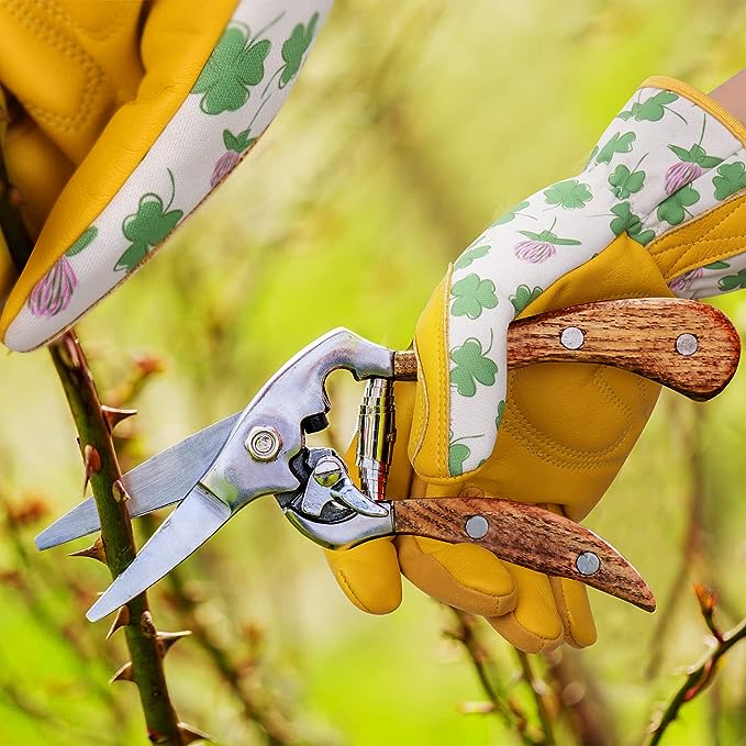 Gardening Gloves for Women Cowhide Leather Work Gloves Womens Garden Gloves for Yard & Outdoor Work Gardener Gifts
