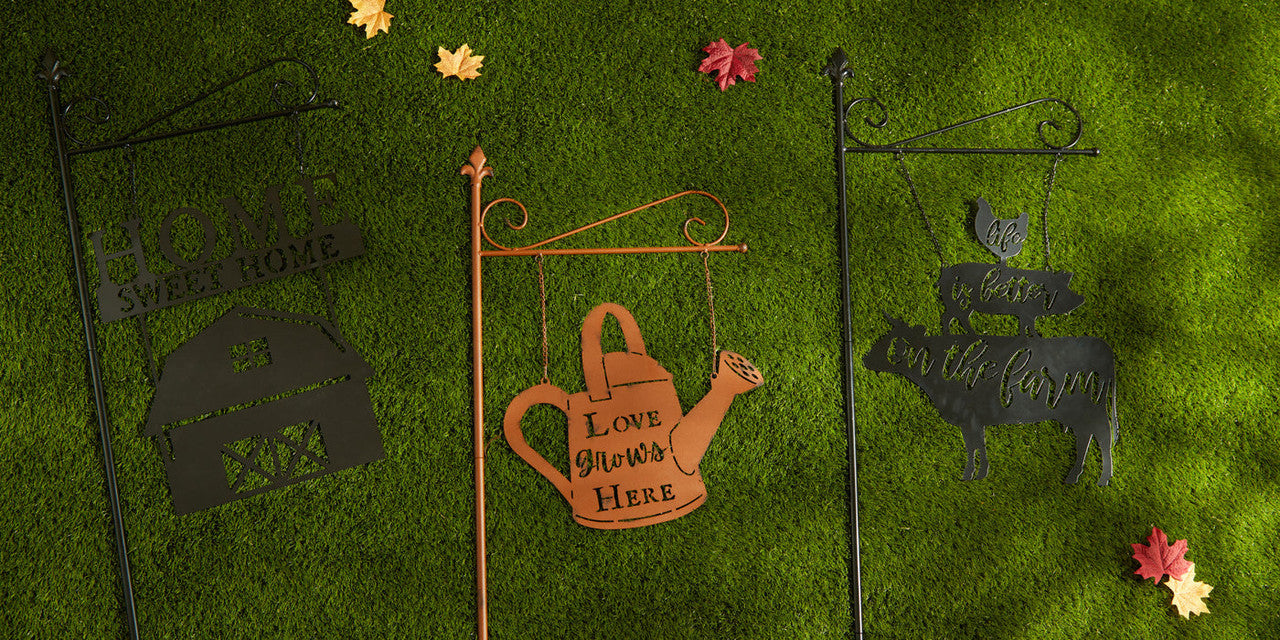 Love Grows Here Iron Garden Stake with Watering Can-4