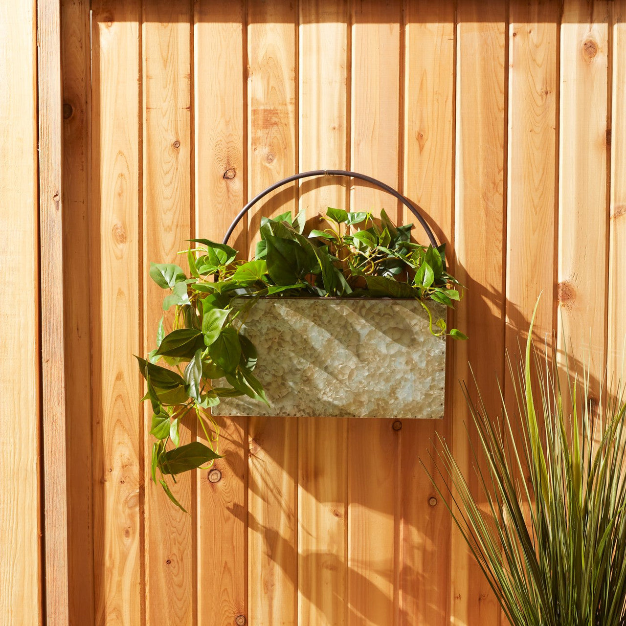 Rectangle Galvanized Metal Wall Planter-1