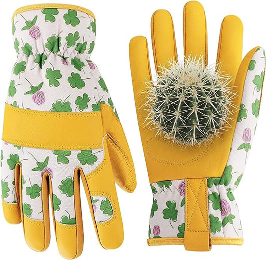 Gardening Gloves for Women Cowhide Leather Work Gloves Womens Garden Gloves for Yard & Outdoor Work Gardener Gifts