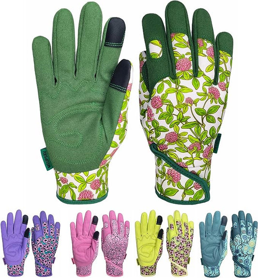 MSUPSAV Thorn Proof&Puncture Resistant Gardening Gloves with Grip,Garden Gloves for Women,Leather Work Gloves,Gifts for Women
