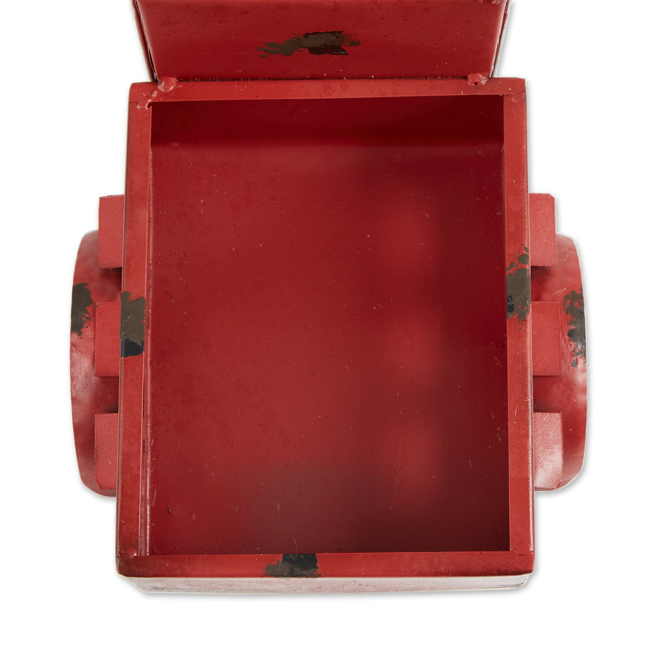 Metal Red Truck Planter with Solar-Powered Headlights-5