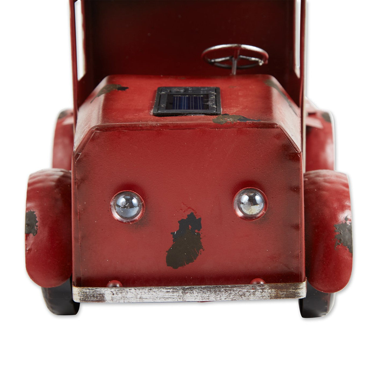 Metal Red Truck Planter with Solar-Powered Headlights-4