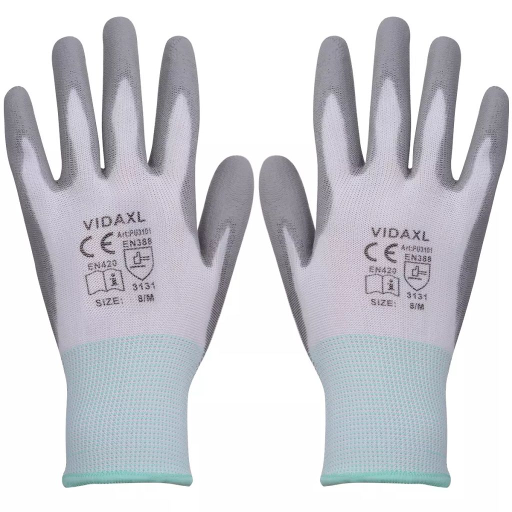 vidaXL 24x Work Gloves Nitrile Safe Gray and Black/Gray and White Multi Sizes-9