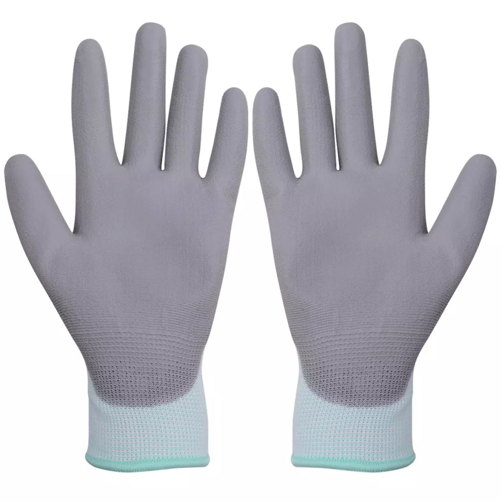 vidaXL 24x Work Gloves Nitrile Safe Gray and Black/Gray and White Multi Sizes-10