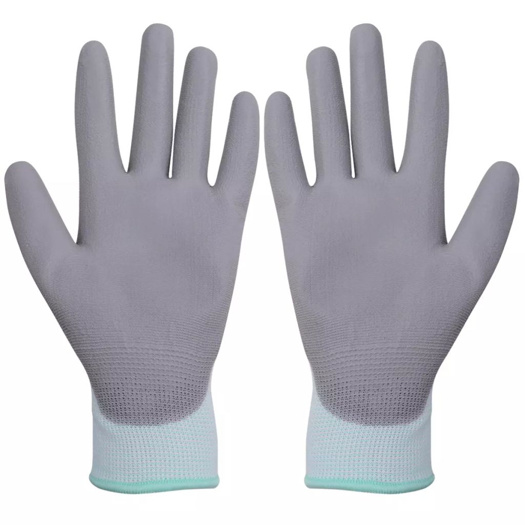 vidaXL 24x Work Gloves Nitrile Safe Gray and Black/Gray and White Multi Sizes-10