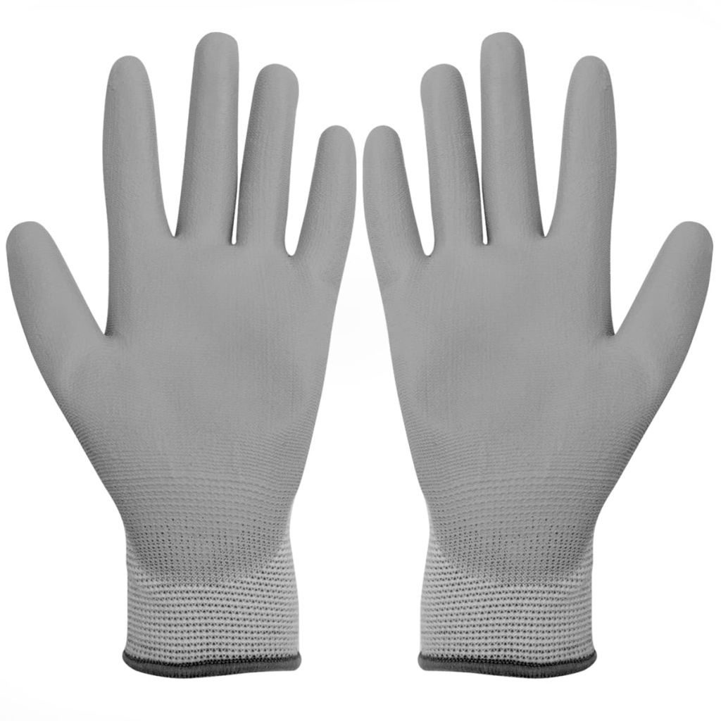 vidaXL 24x Work Gloves Nitrile Safe Gray and Black/Gray and White Multi Sizes-13