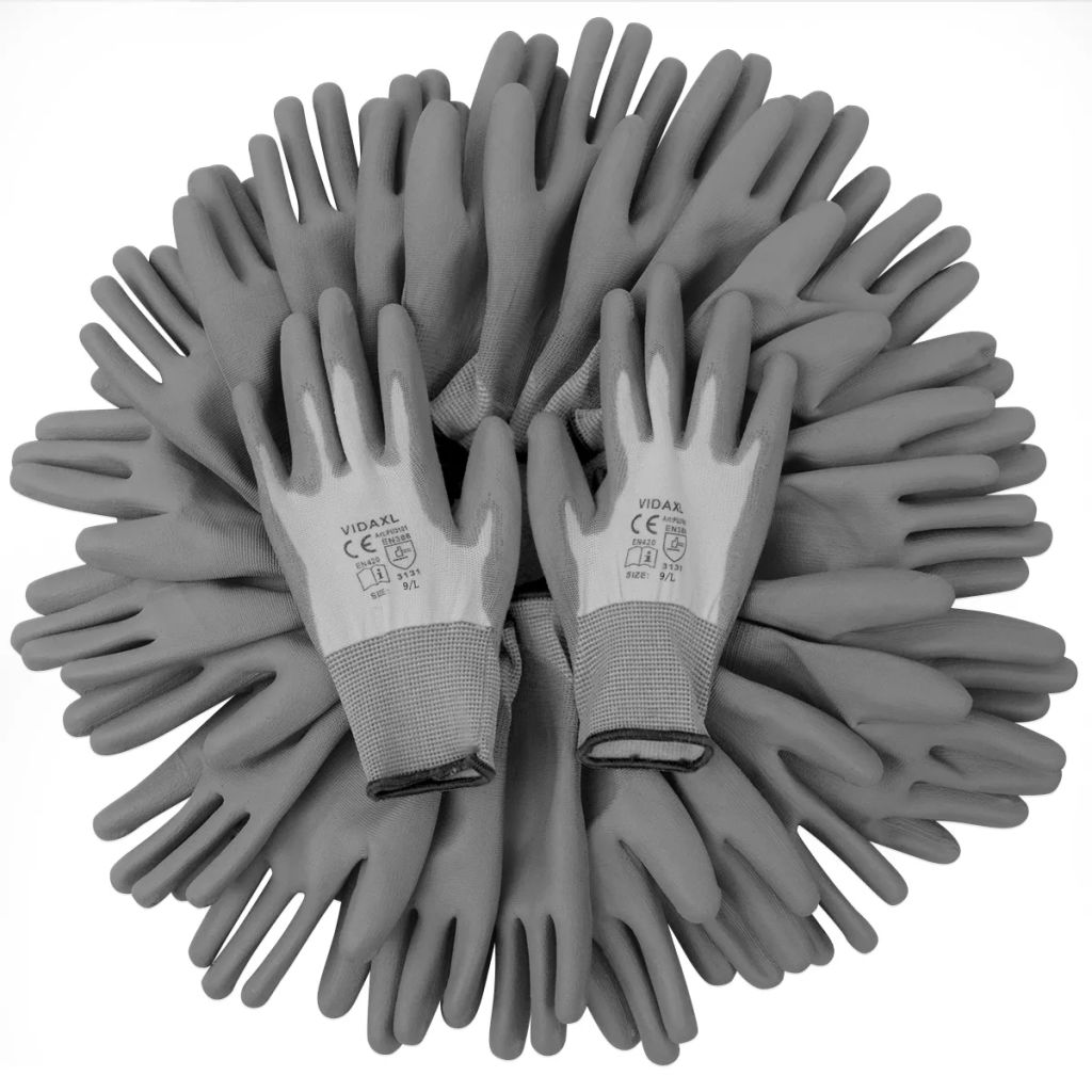 vidaXL 24x Work Gloves Nitrile Safe Gray and Black/Gray and White Multi Sizes-22