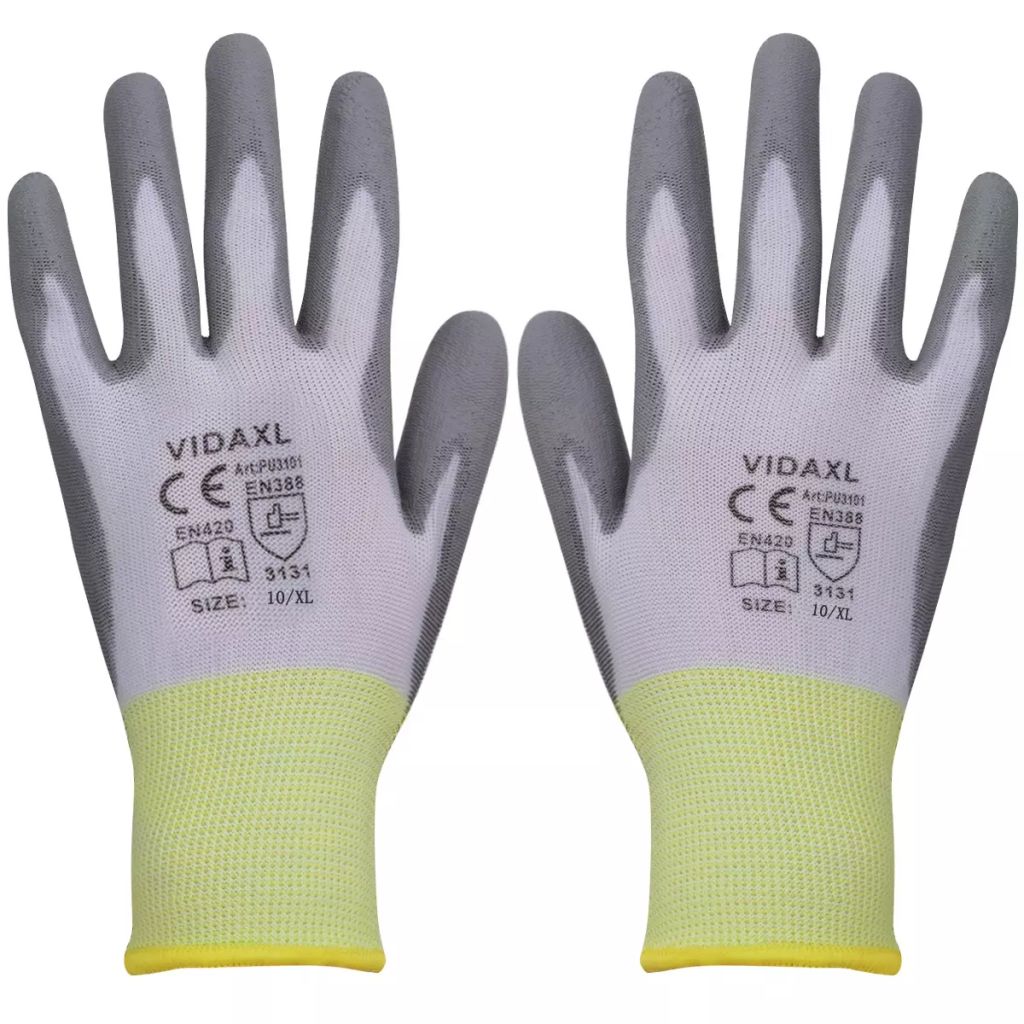vidaXL 24x Work Gloves Nitrile Safe Gray and Black/Gray and White Multi Sizes-15