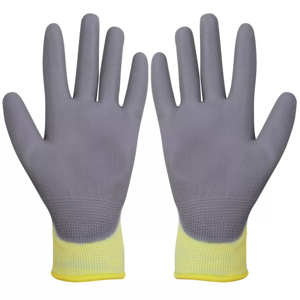 vidaXL 24x Work Gloves Nitrile Safe Gray and Black/Gray and White Multi Sizes-16
