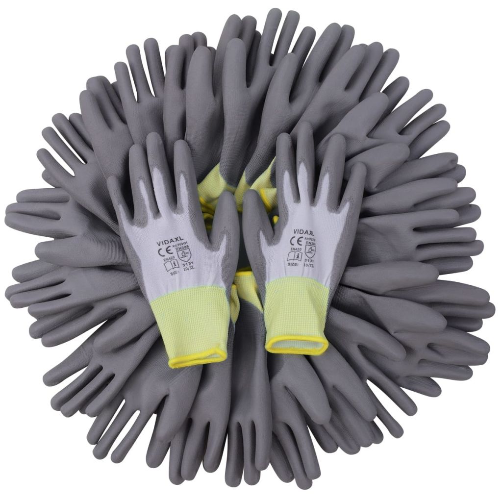 vidaXL 24x Work Gloves Nitrile Safe Gray and Black/Gray and White Multi Sizes-23