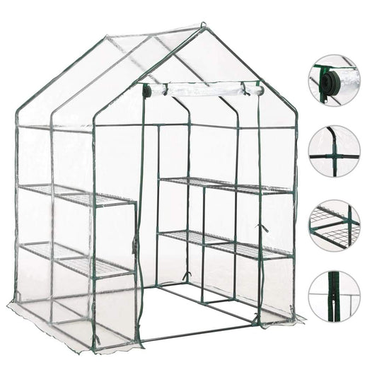 vidaXL Greenhouse with 8 Shelves 4.7'x4.7'x6.4'-0