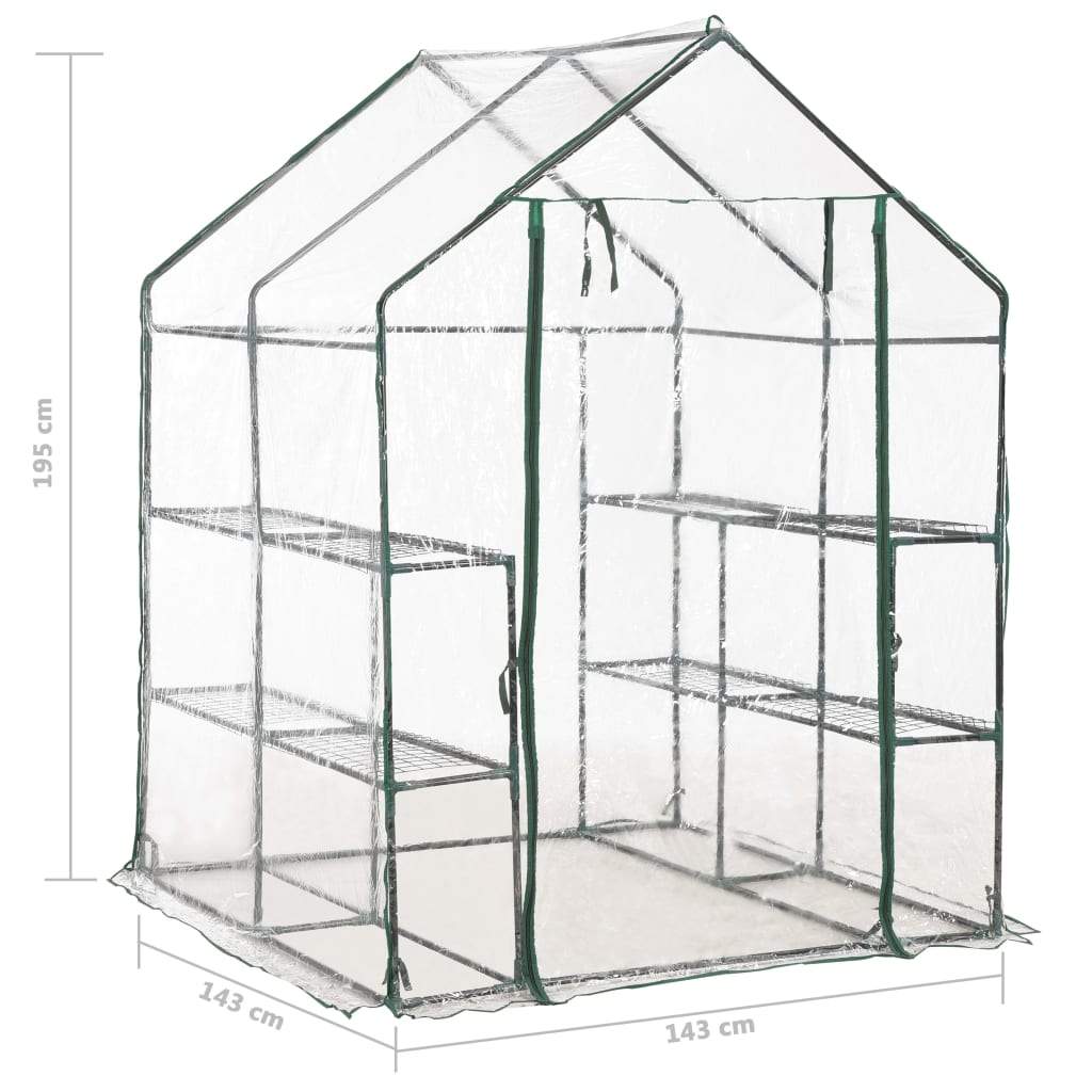 vidaXL Greenhouse with 8 Shelves 4.7'x4.7'x6.4'-7
