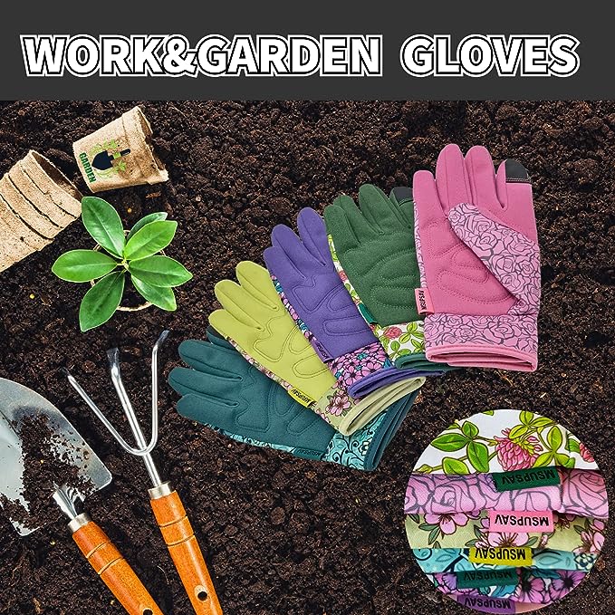 MSUPSAV Thorn Proof&Puncture Resistant Gardening Gloves with Grip,Garden Gloves for Women,Leather Work Gloves,Gifts for Women