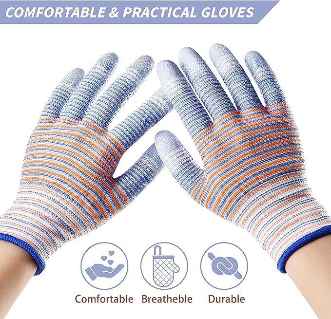 TOBEHIGHER Gardening Gloves for Women - Gardening Gloves 12 Pairs, Breathable Rubber Garden Gloves, Outdoor Protective Working Gloves