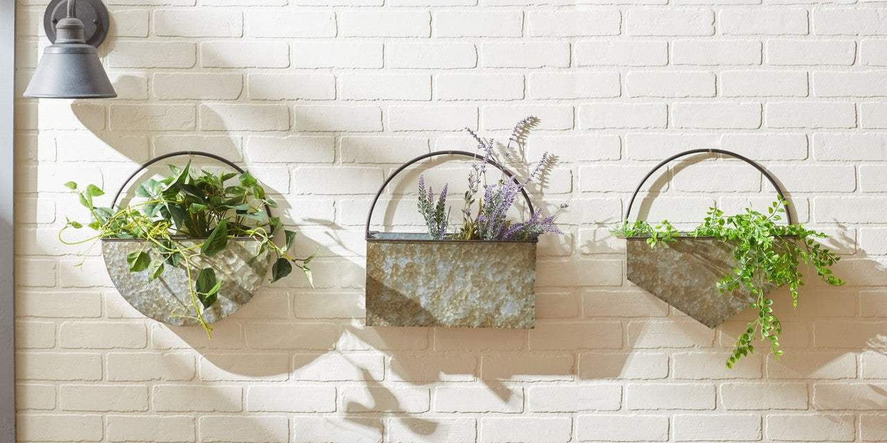 Geometric Diamond Galvanized Metal Wall Planter-6